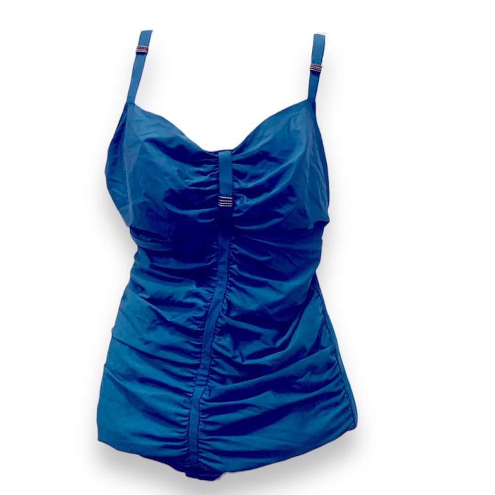 Primadonna Teal Ruched Underwire Tankini (34G) and bikini bottoms (S)